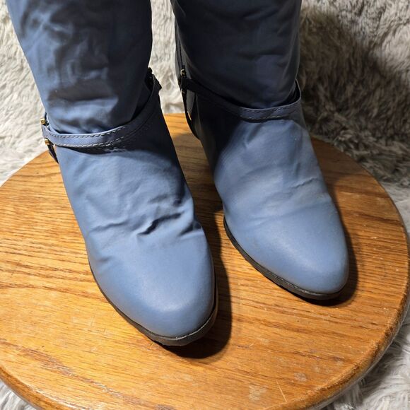 RDC Vintage 80s Womens Size 9 Sky Blue Waterproof Sherpa Lined 3 Inch Heel Boots - Picture 3 of 10